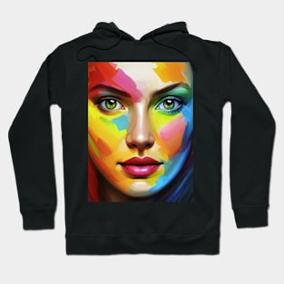 Rainbow girl, Colorful portrait, Rainbow colors, Vibrant personality Hoodie